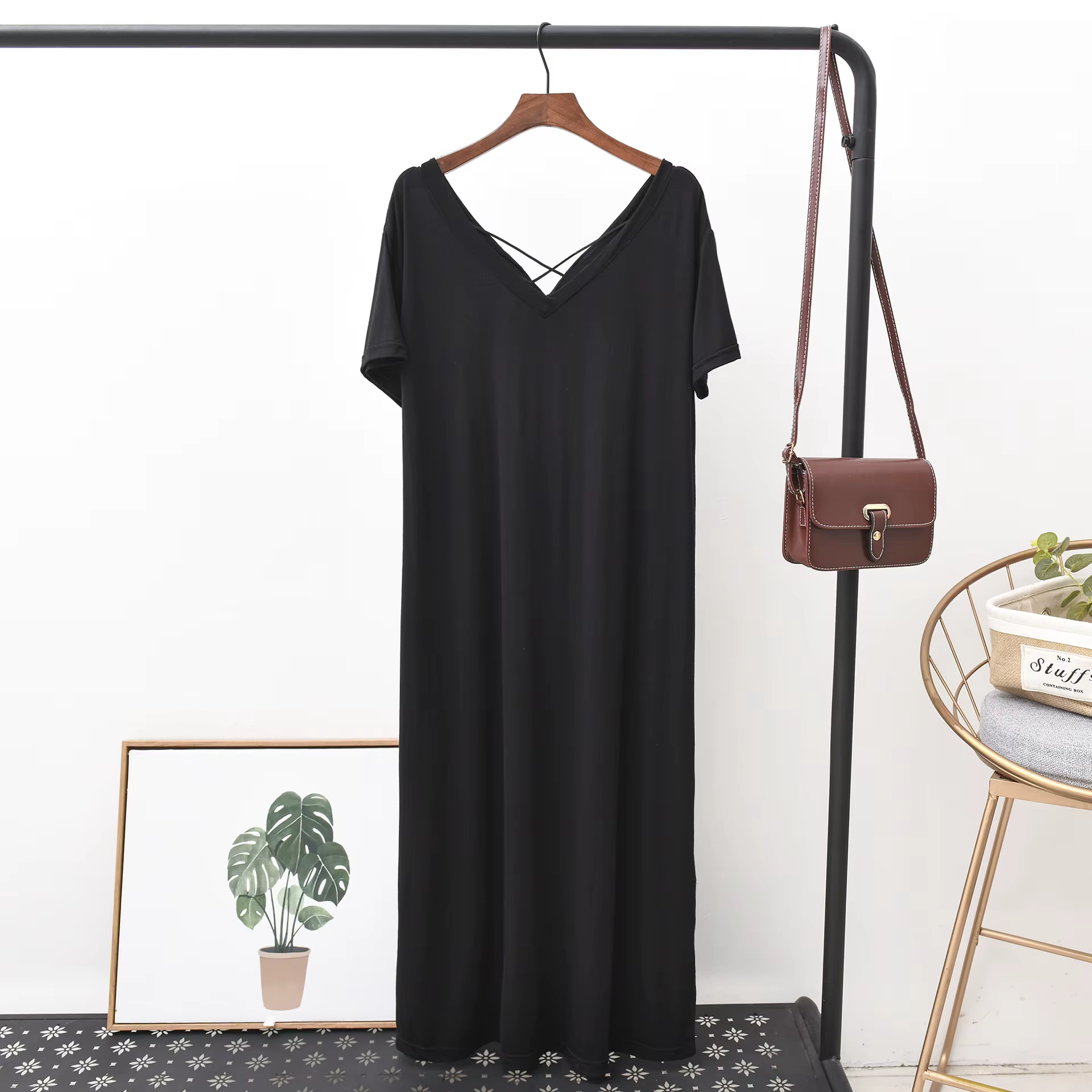 Robe de nuit pour femme, nouvelle robe de nuit en modal à manches courtes, vêtements de nuit fins po