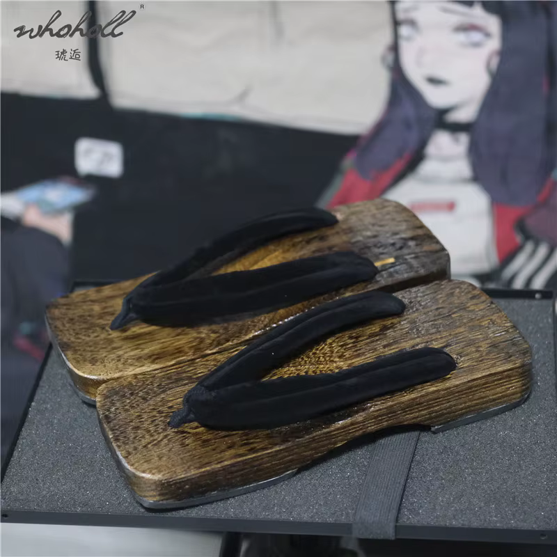 Pantoufles d'été pour hommes, tongs Cosplay, pantoufles de samouraï japonais Geta, sabots en bois, s