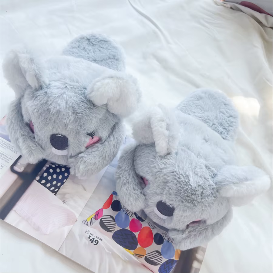Pantoufles de dessin animé en forme de Koala, chaussures de maison en coton pour femmes et filles, c