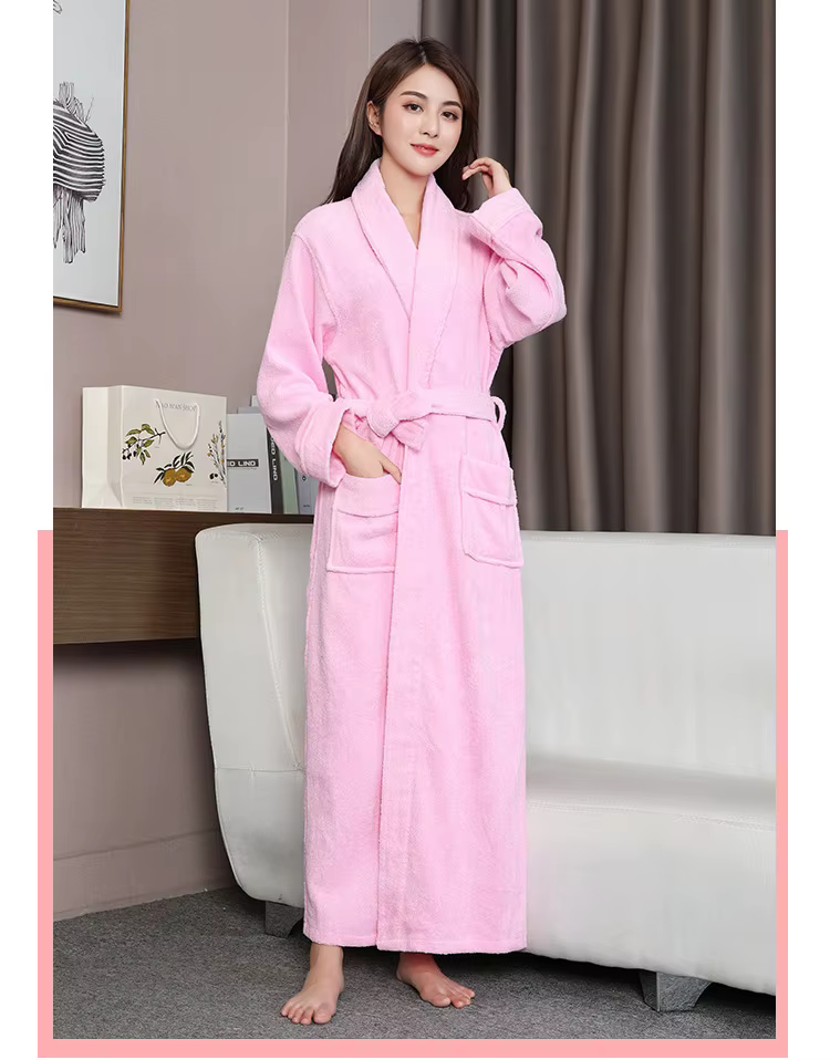 100% coton éponge Extra longue Extra épaisse Robe bleu Robe de bain femmes Robe de nuit vêtements de