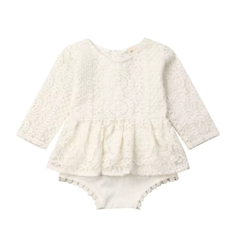 Barboteuse à manches longues en dentelle florale pour nouveau-né, bébé fille, costume de batterie, t