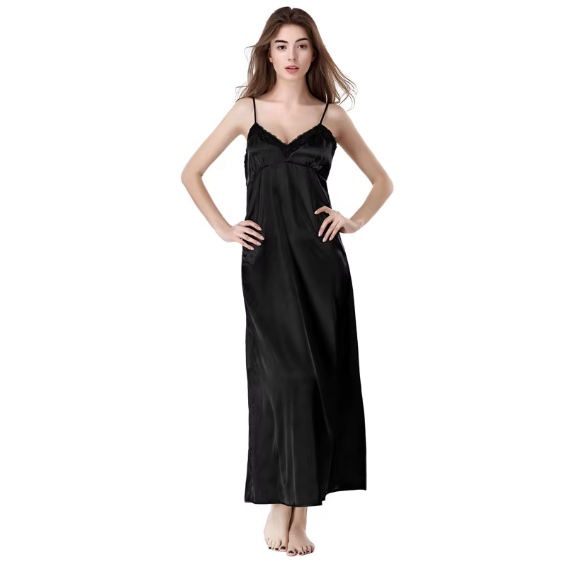 Chemises de nuit en dentelle col en v robe de nuit blanc cheville-haute vêtements de nuit femmes Spa