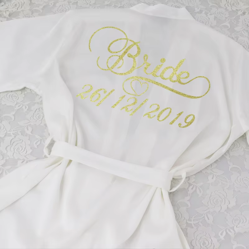 Nom personnalisé dentelle manches Sexy femmes vêtements de nuit Peignoir Mariage Mariage Kimono soie