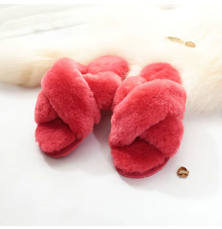Pantoufles d'intérieur en laine véritable pour femmes, 2023 peau de mouton naturelle, pantoufles de 