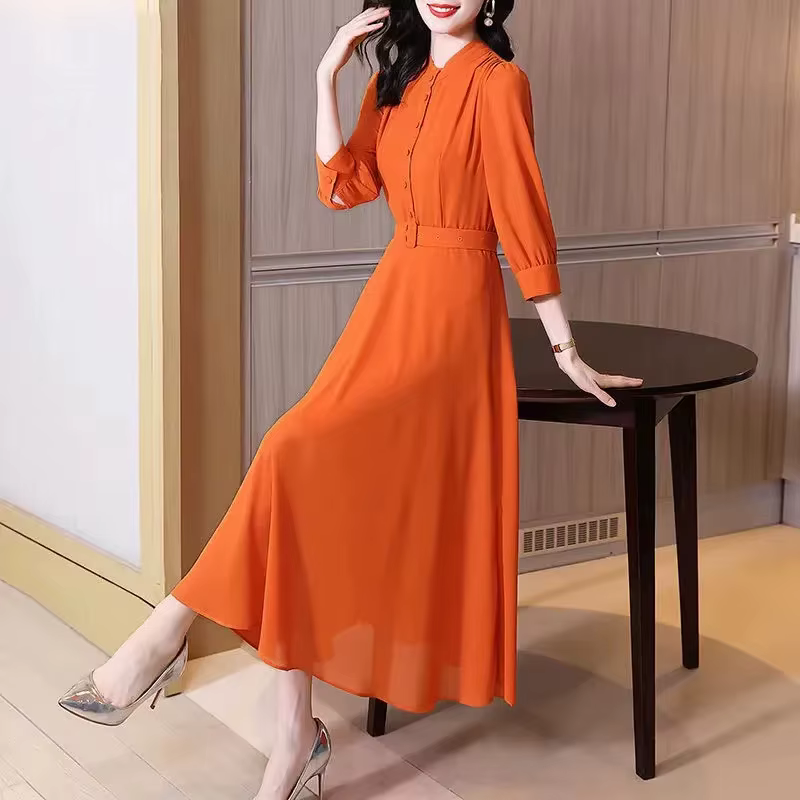 Robe mi-longue vintage à manches trois quarts pour femmes, robe de soirée pour dames, style bohème, 