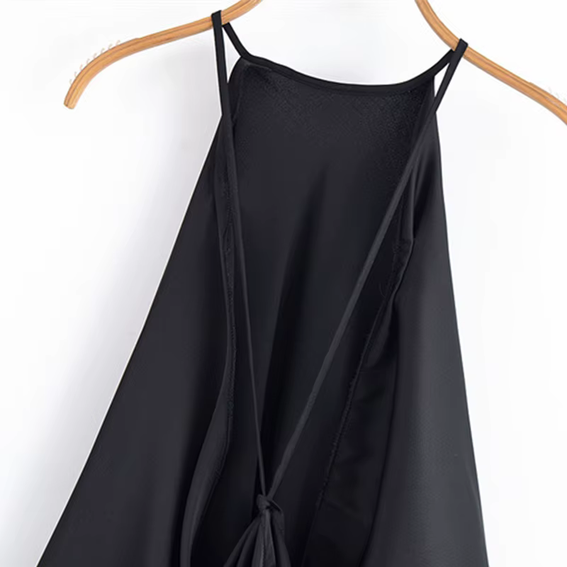 Robe longue en Satin de soie pour femmes, Texture col licou, soyeuse, lisse, col suspendu, sans manc