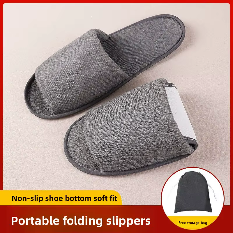 Pantoufles en tissu portables de voyage pliables, pantoufles en tissu silencieuses antidérapantes po