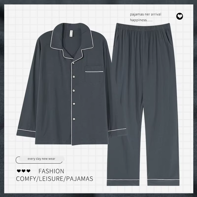 Homme Pyjamas ensembles printemps automne à manches longues doux coton Pyjamas Cardigan maison vêtem
