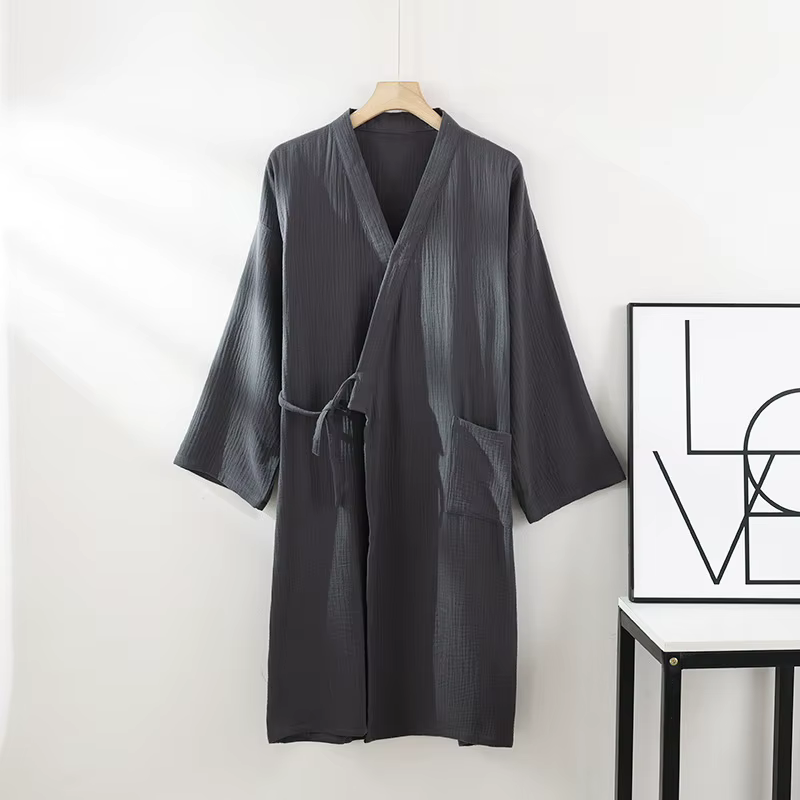Robes Kimono pour Hommes Printemps-Été, Peignoir Confortable en Coton, Cardigan Foulardé, Vêtements 
