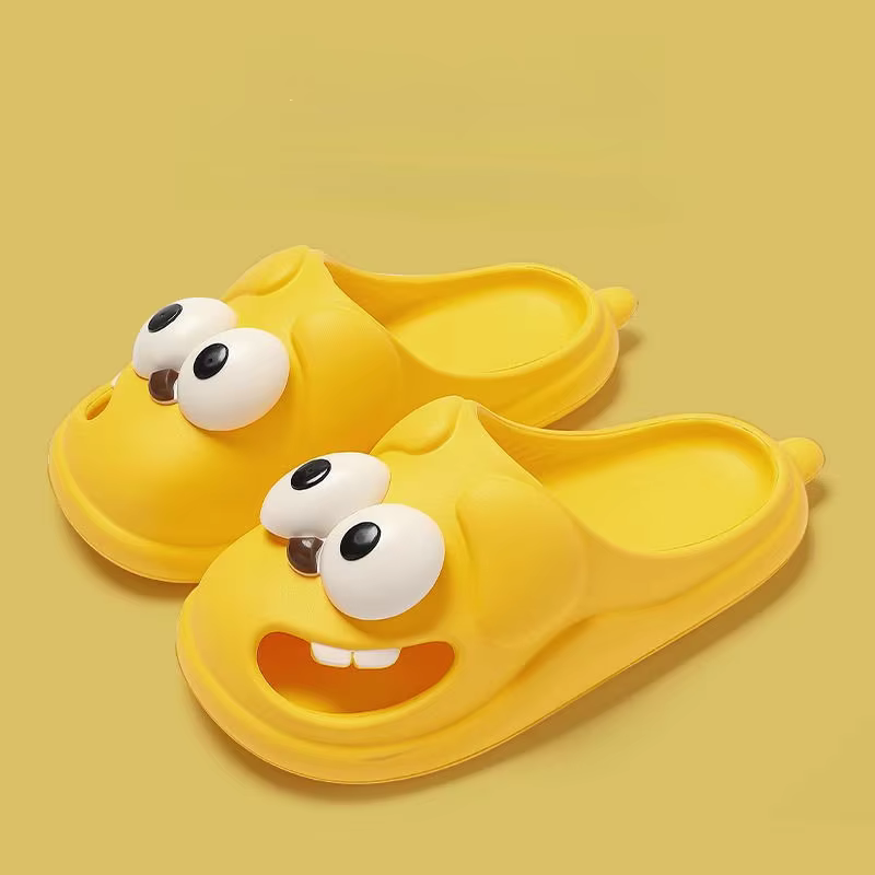 Pantoufles en EVA pour femmes, motif chien aux grands yeux, style dessin animé amusant et mignon, av