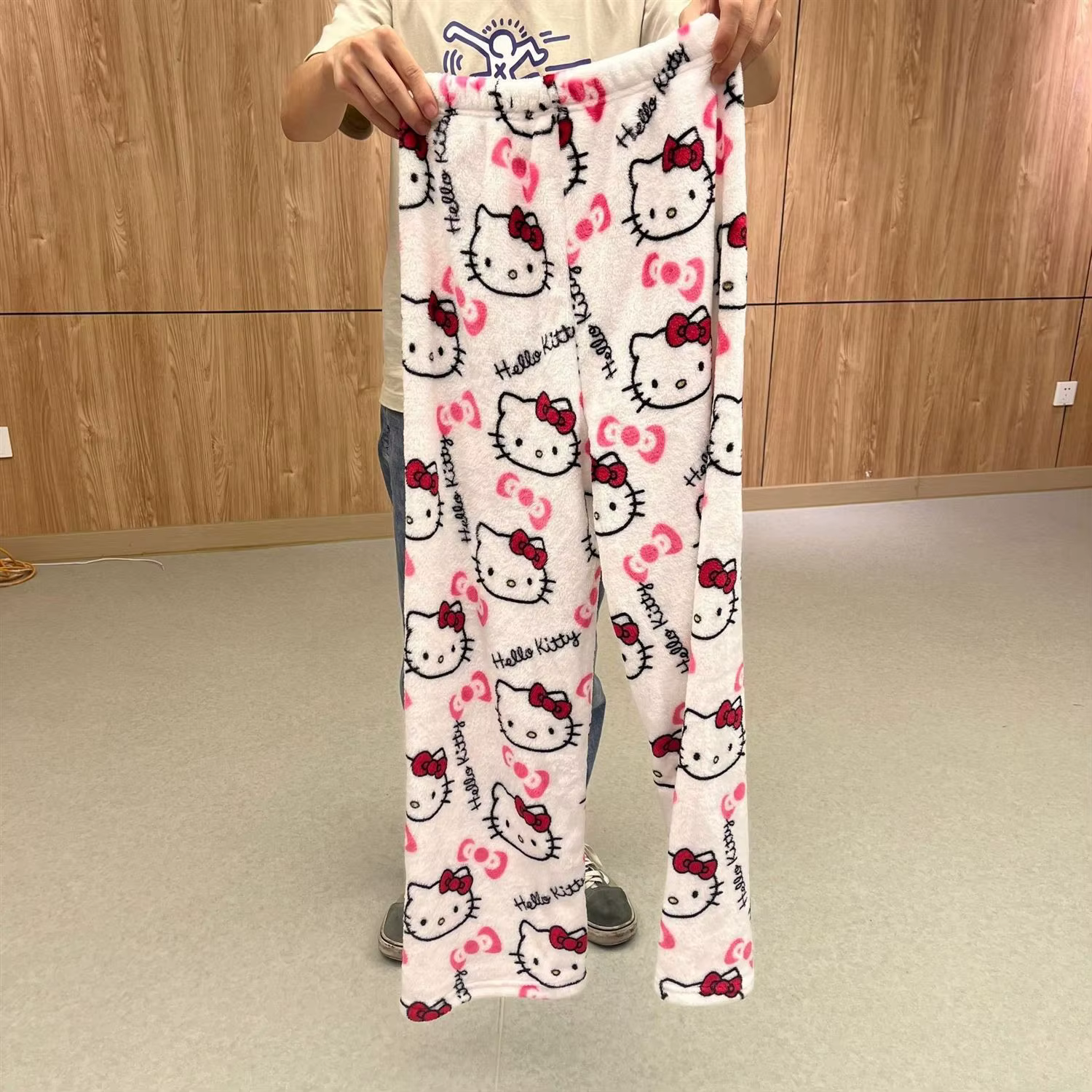 Sanrio dessin animé Hello Kitty flanelle pyjamas noir femmes chaud laine dessin animé décontracté ma