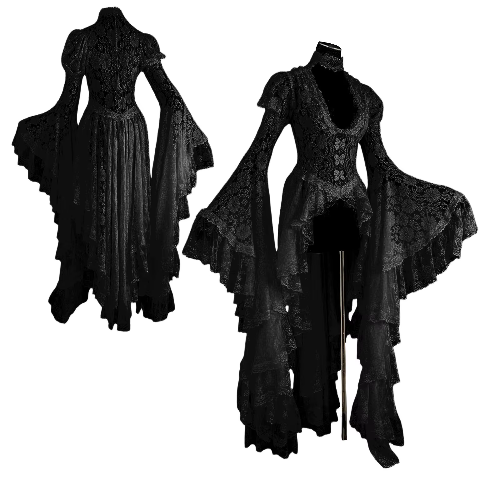 Robe décontractée à manches évasées pour femmes, rétro, cour médiévale, robes de soirée longues irré