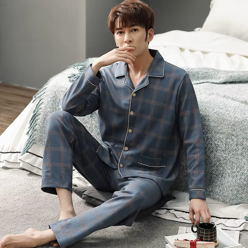 Pyjamas pour hommes, cardigans à manches longues, vêtements de maison, pouvant être portés à l'extér