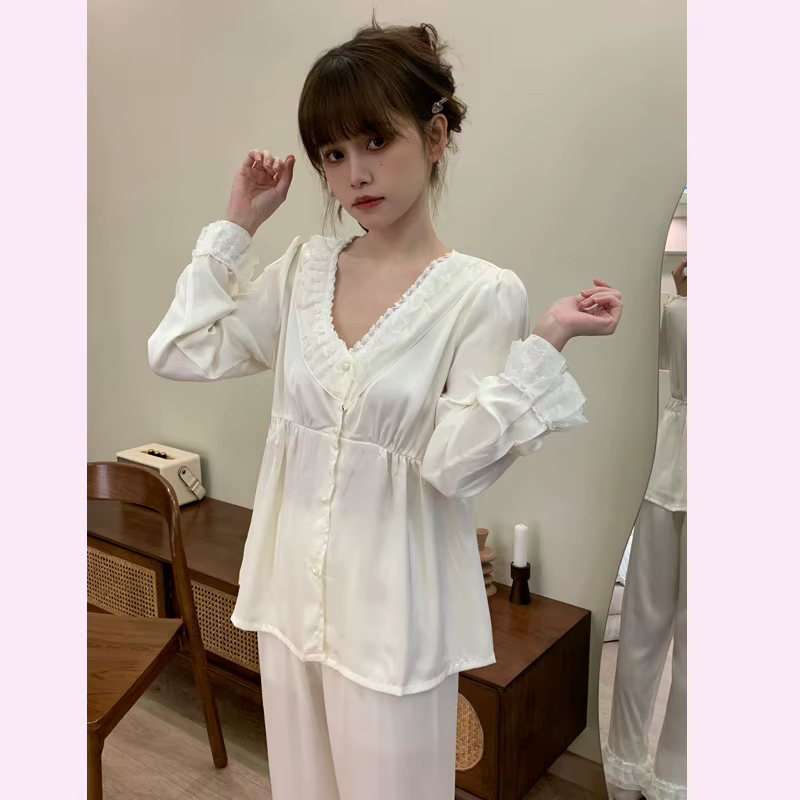 Ensemble pyjama trois pièces pour femmes, vêtements de nuit en rayonne, vêtements de maison, printem