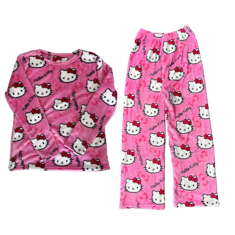 2 pièces/ensemble Hello Kitty pyjamas pantalon Anime Sanrio manteau de nuit dessin animé mignon vête