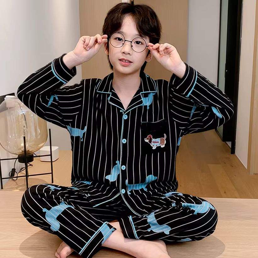 Ensemble de pyjama à motif de chiot, comprenant un haut à manches longues et un pantalon assorti, vê