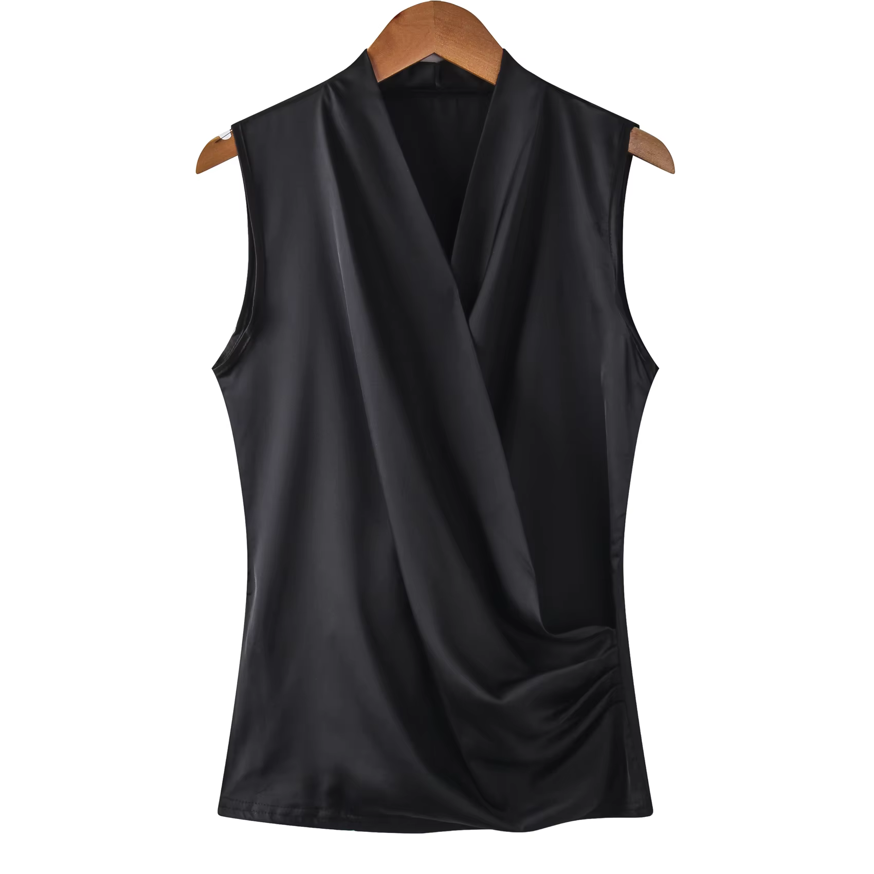 Nouveau débardeur en satin lisse pour femme, chemisier sans manches à col en V, coupe ajustée, à por