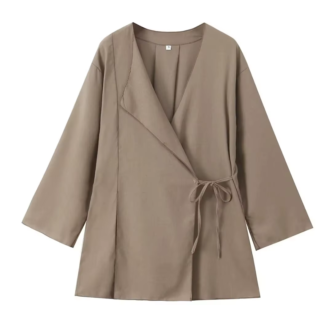 HH pyjama Style pantalon ensembles femmes mode Kimono Style à lacets petit haut taille élastique pan