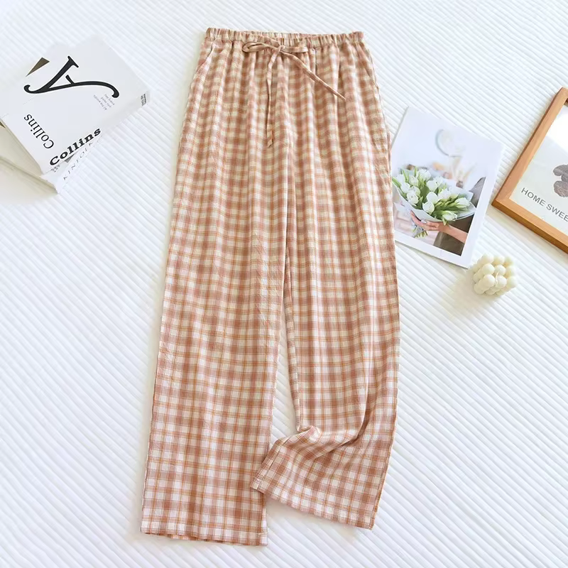 Pantalon de pyjama Design à carreaux pour femmes, pantalon Long en coton, Style fin, coupe ample, pr