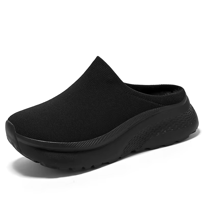 Demi-pantoufles chaudes pour hommes, pantoufles d'hiver en fourrure, chaussures de marche à semelle 
