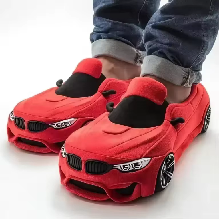 2025 Chaussons en peluche amusants en forme de voiture pour BMW, pour femmes et hommes, cadeaux de S
