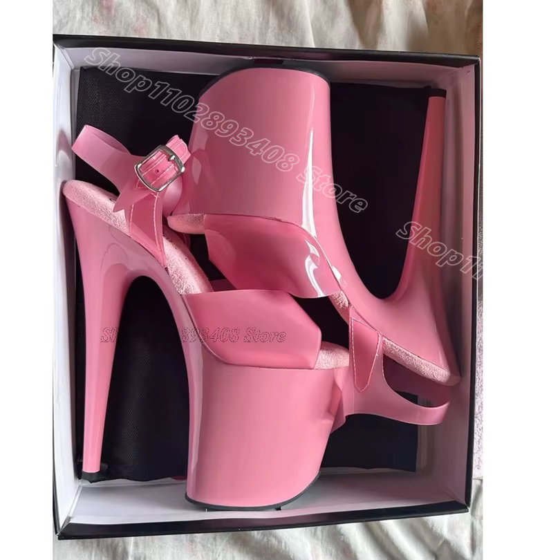 Chaussons roses à plateforme de 20 cm, talons fins et hauts, décontractés pour femmes, pour la pole
