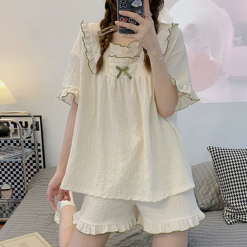 Pyjama d'été pour femmes : léger, manches courtes, couleur unie, respirant, minimaliste, grande tail
