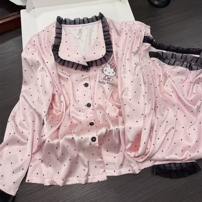 Ensemble pyjama Hello Kitty, dessin animé, short à manches courtes, vêtements d'été confortables et 