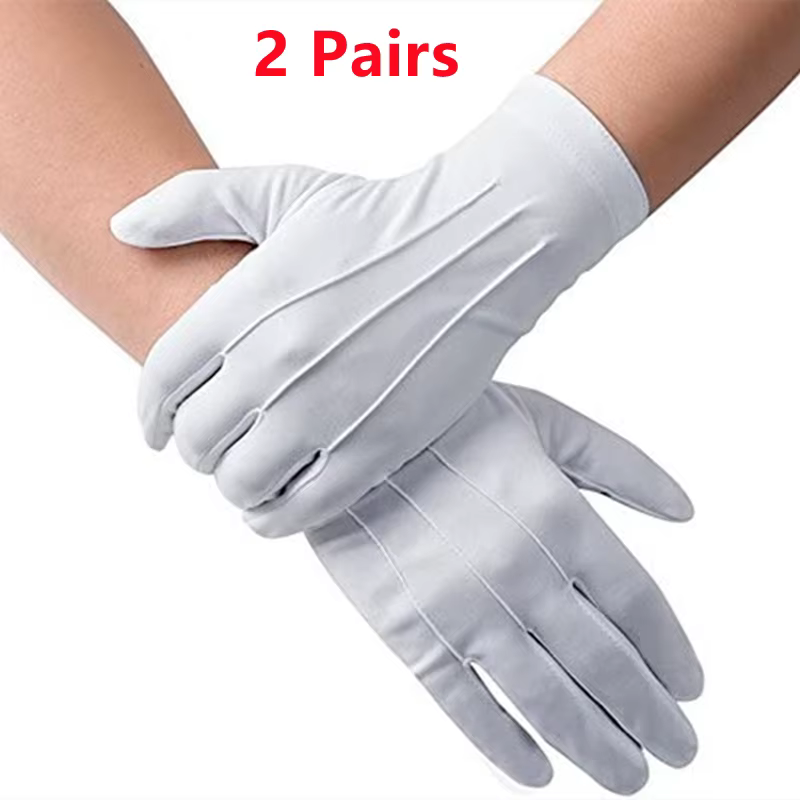 4 pièces gants en coton blanc hommes gants d'uniforme de smoking formel garde d'honneur défilé cérém