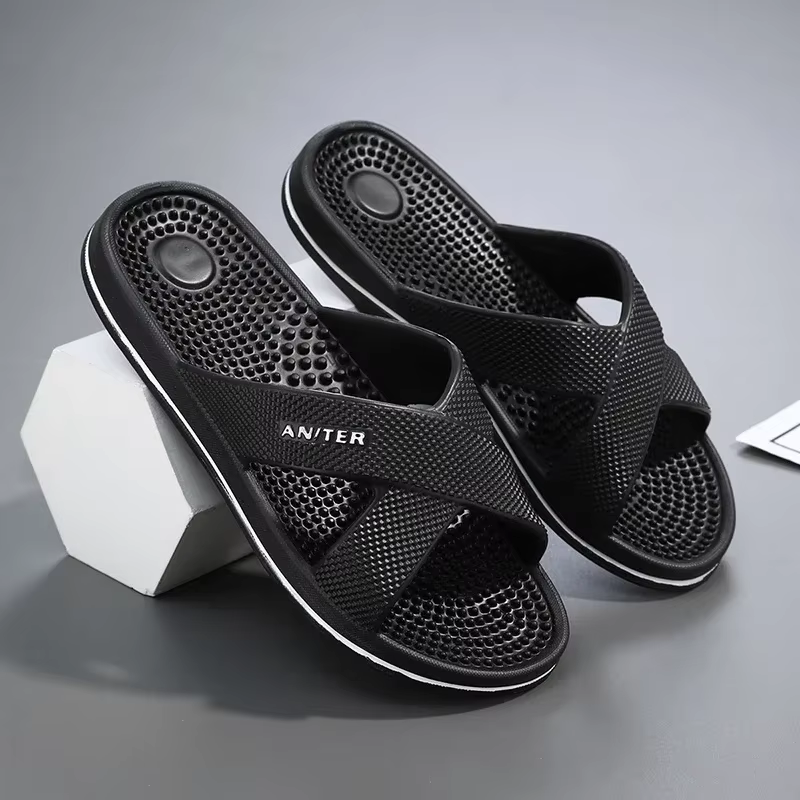 Pantoufles de salle de bain de Massage antidérapantes pour hommes, pantoufles coulissantes EVA confo