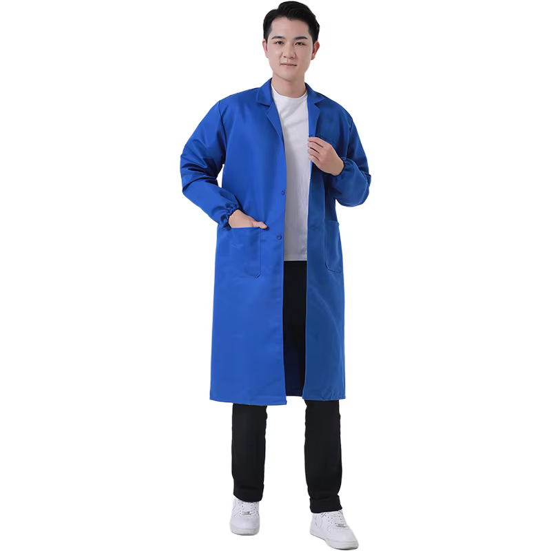 Manteau bleu manipulant des vêtements Protection du travail outillage usine Smock Smock manches long