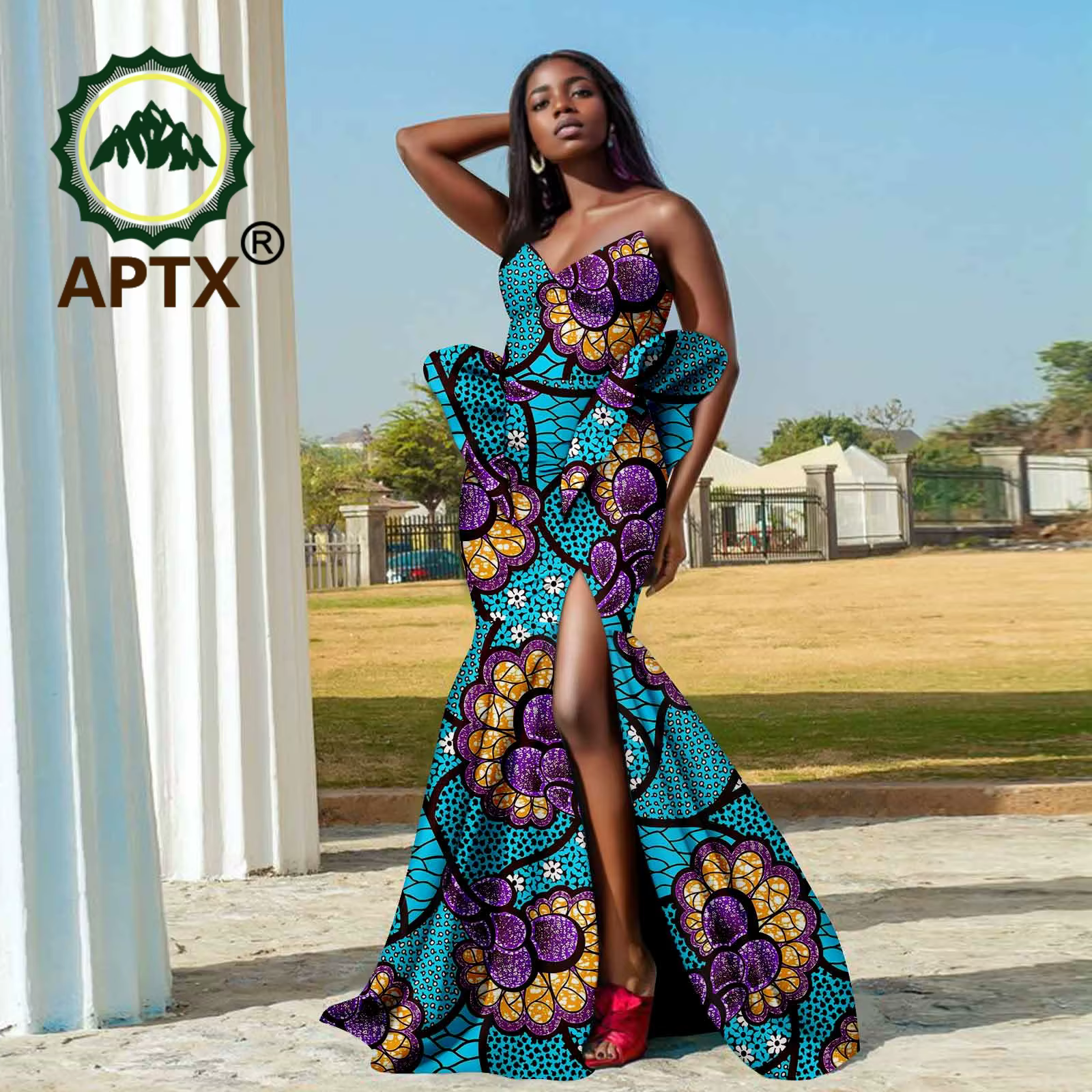 Robe africaine pour femmes, Ankara, sans bretelles, élégante, fendue, imprimée, taille haute, Dashik
