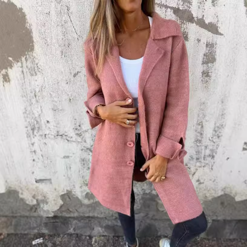 Automne hiver femmes vêtements Trench décontracté solide à manches longues vêtements d'extérieur Vin
