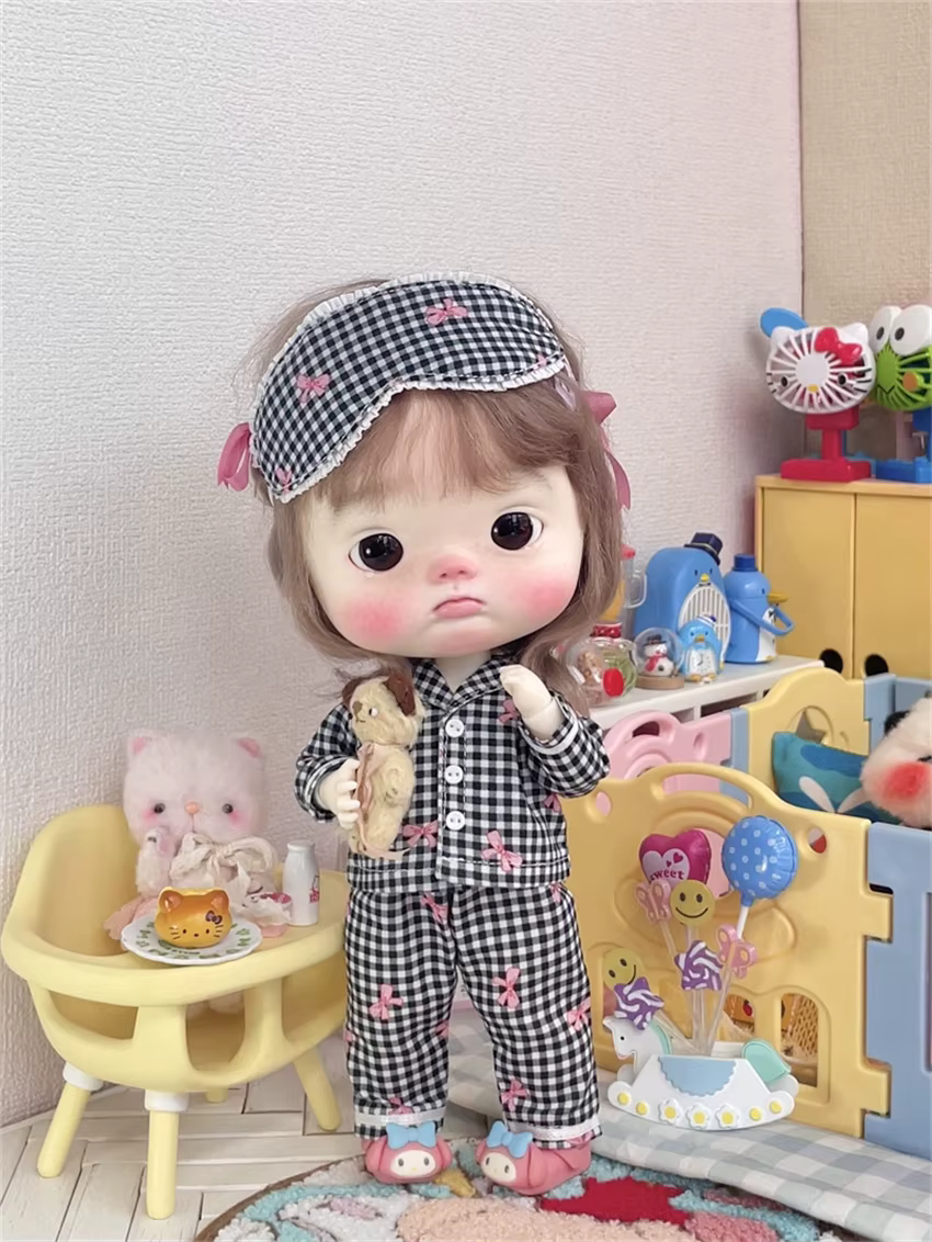 Ensemble pyjama à carreaux multicolores rose bleu Blythe Spot, vêtements d'inventaire, grande tête D