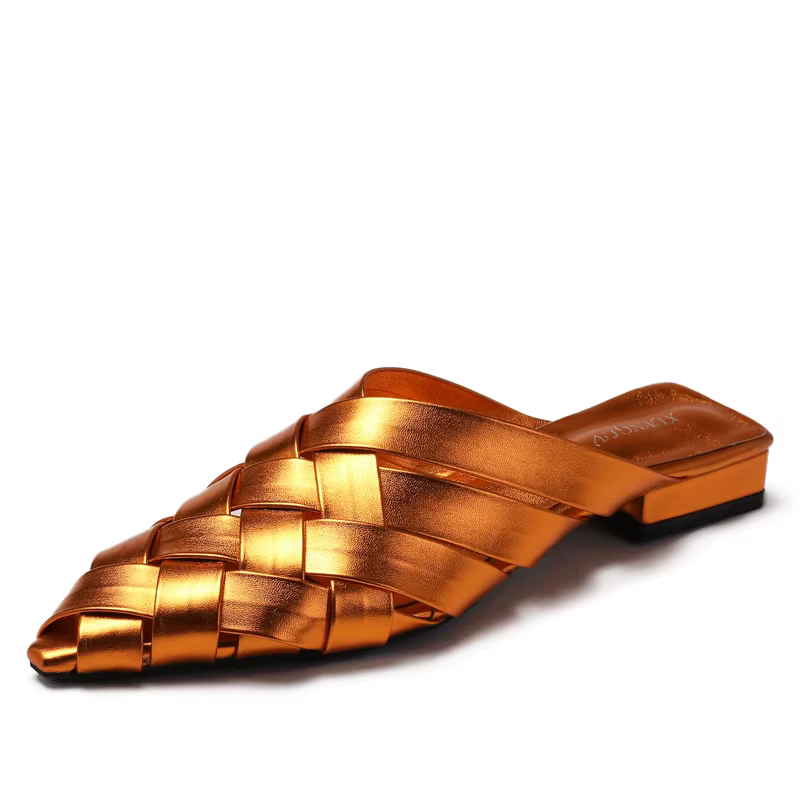 ZAROY tissage Mules pantoufle printemps été chaussures décontractées pour femme bout pointu talons b