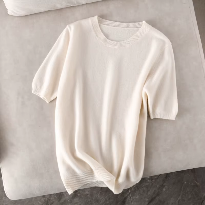 Pull femme 100% laine mérinos pull pour femme pull à manches courtes hauts printemps été col rond do