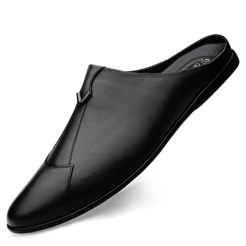 Pantoufles Italiennes en Cuir group pour Homme, Chaussures Muller, Mocassins d'Extérieur, Noires, De