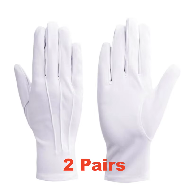 Gants en coton blanc pour hommes, uniforme de smoking formel, garde d'honneur, défilé, Costume de cé