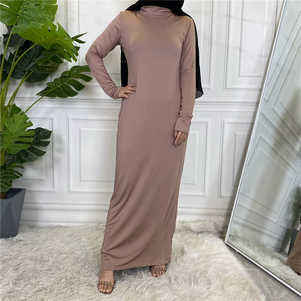 Abaya-Robe d'intérieur décontractée pour femmes musulmanes, hijab à col roulé, robe maxi, caftan tur