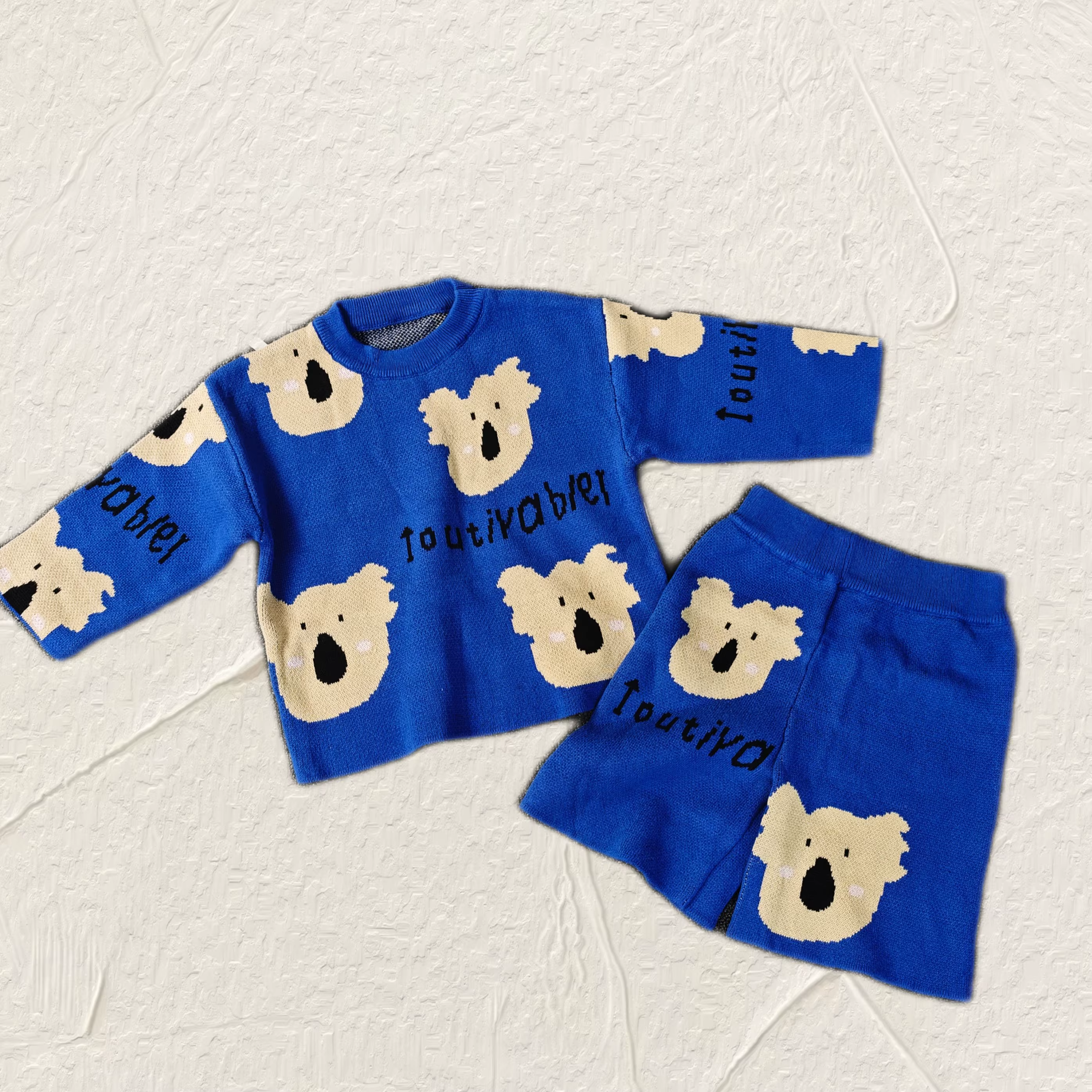 Ensemble pull et short tricotés pour bébé fille et garçon, vêtements pour tout-petits, ours en trico
