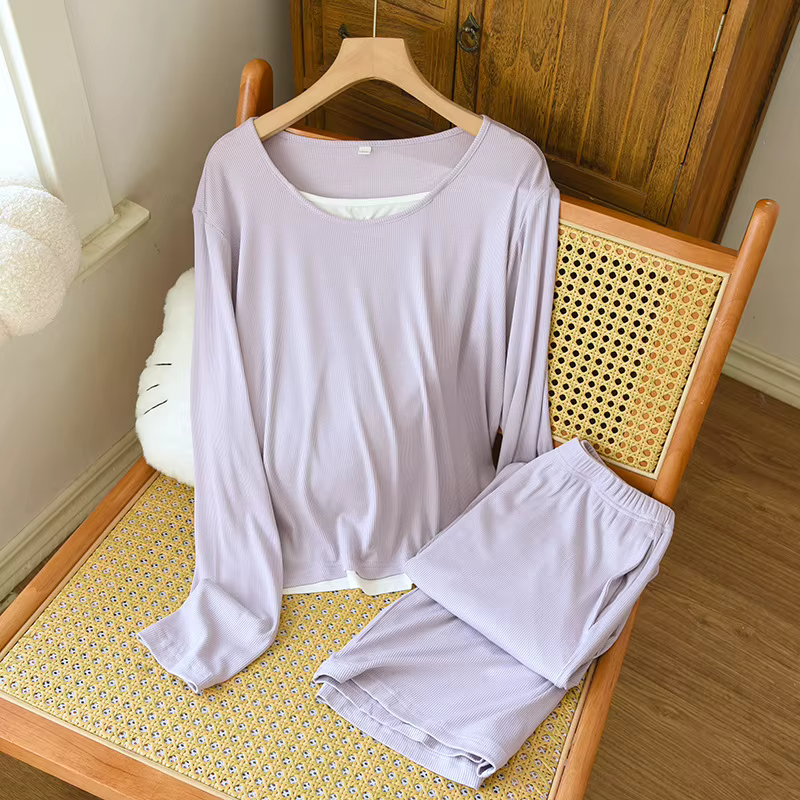 Ensemble de pyjamas pour femmes deux pièces vêtements de nuit pyjamas en coton peigné nouveau printe