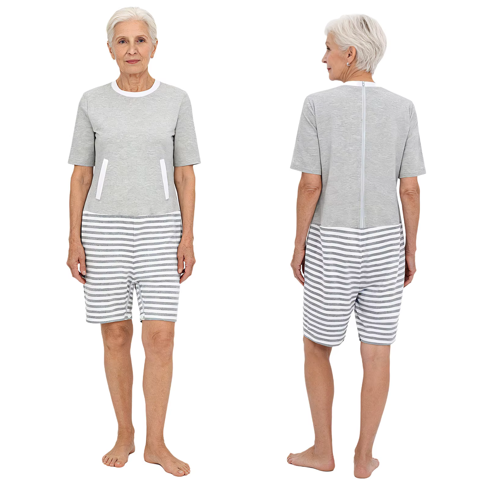 Combinaison-pyjama adaptée pour femmes âgées ayant des besoins spéciaux, manches longues, fermeture 