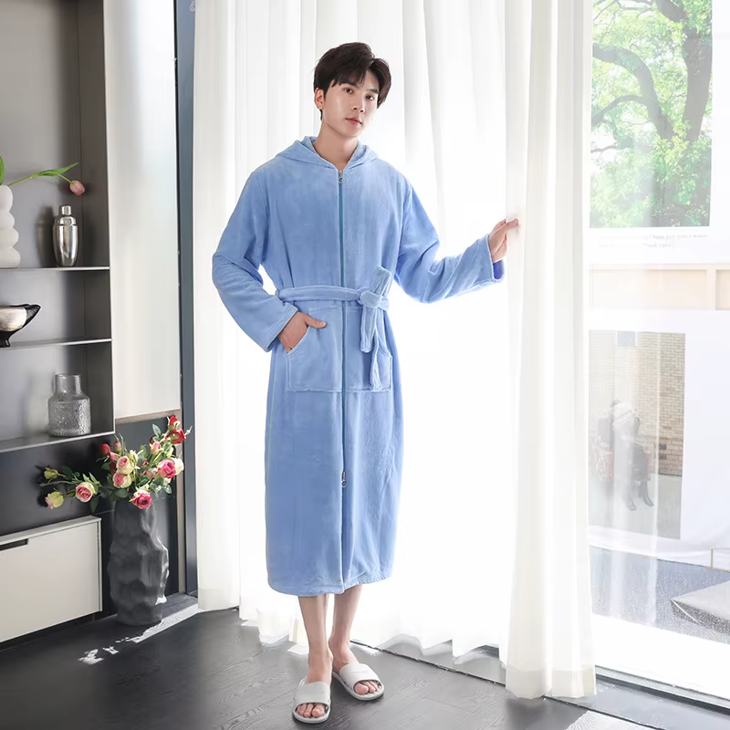 Peignoir de Glutnel Extra Long pour Femmes et Hommes Enceintes, Peignoir de Luxe avec Fermeture Écla