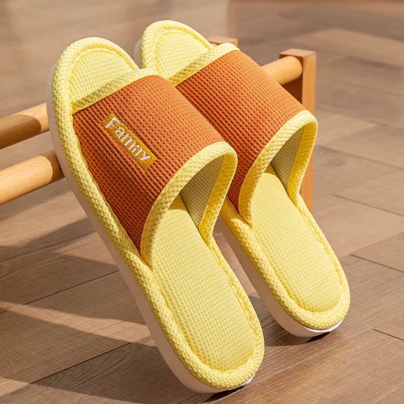 Pantoufles en lin à l'offre elles épaisses pour femmes et hommes, pantoufles de sol absorbant la tra
