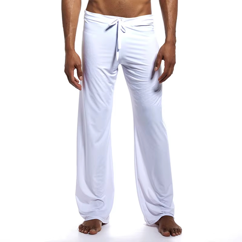 Pantalon de pyjama à lacets monochromes pour hommes, taille réglable, grande taille, mode élastique,