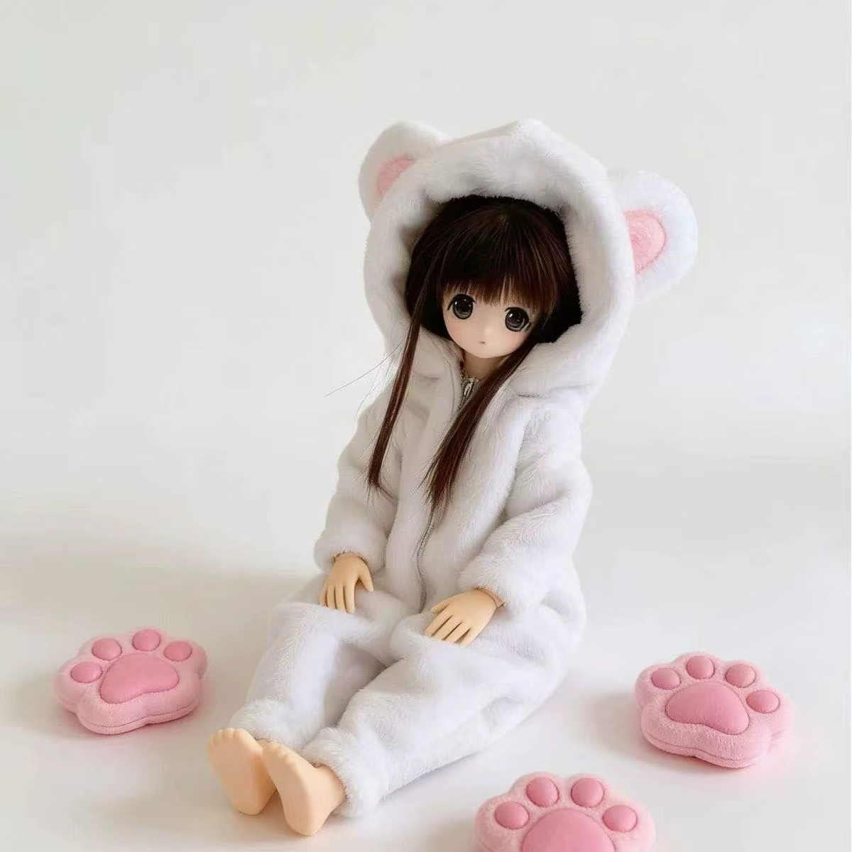 Pyjama en peluche en forme d'ours, combinaison mignonne à fermeture éclair, vêtements d'animaux à ca