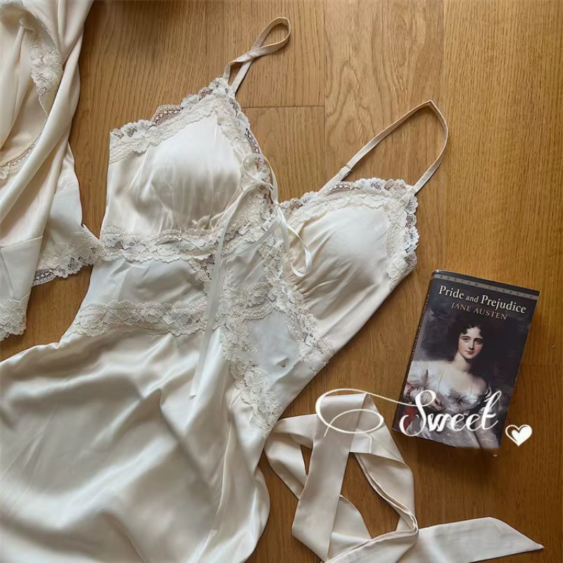 InjSexy-Robe longue fendue à bretelles pour femmes, robe en dentelle patchwork, mode coréenne décont