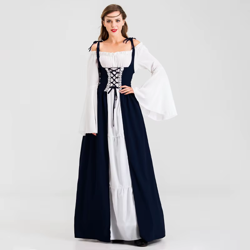 Robe de soirée élégante, robe longue médiévale Renaissance, robe vintage, robe de cour à ceinture, r