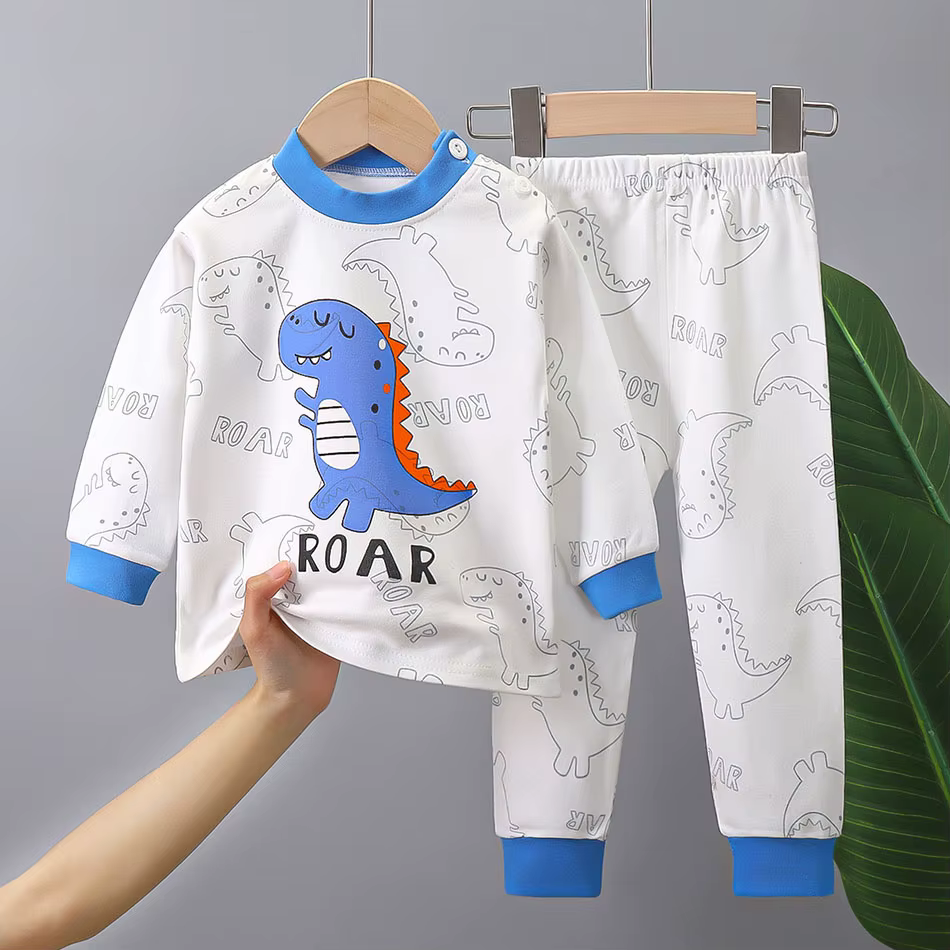 Ensemble pyjama en coton pour enfants, unisexe, doux, confortable, chaud, mignon, imprimé de dessin 