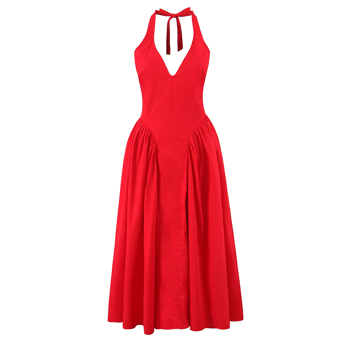 YENKYE rouge élégant mince robes de soirée femmes Sexy dos nu taille basse a-ligne Midi longue Robe 